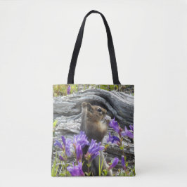 Niedliches Eichhörnchen und Wildblumen Natur Foto Tasche