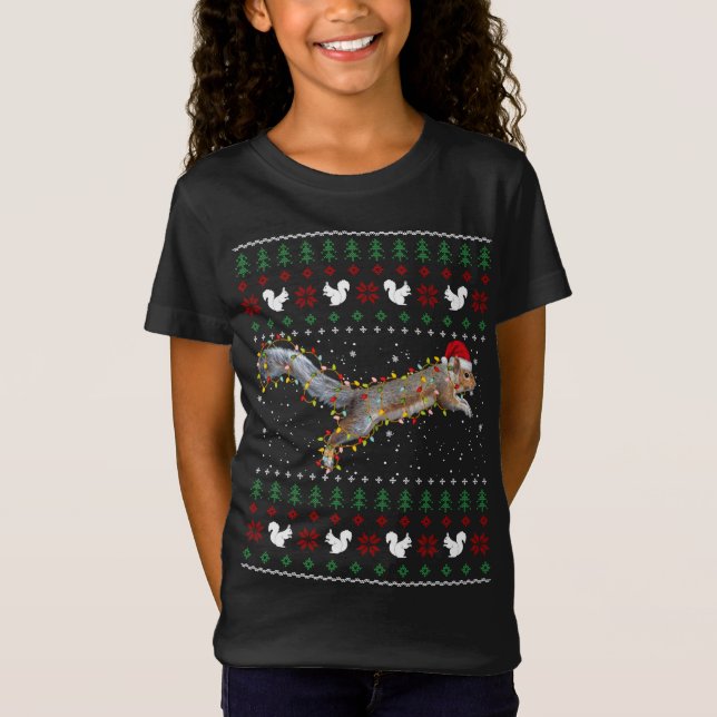 Niedliches Eichhörnchen Weihnachtskraut des Weihna T-Shirt (Vorderseite)