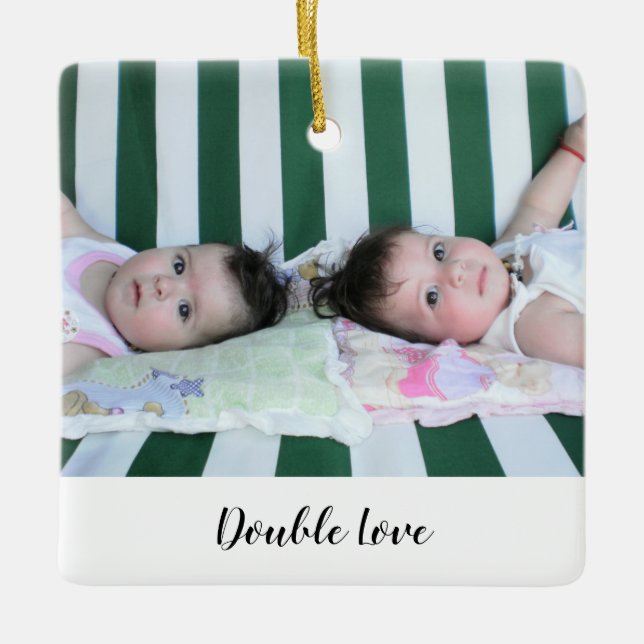 Niedliches Ein Foto Twins Doppelte Liebe Keramikornament (Vorderseite)