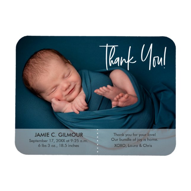 Niedliches Einfaches Dankeschön an Baby Name Foto  Magnet (Horizontal)