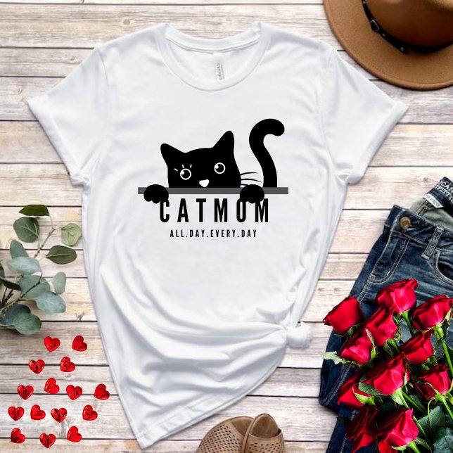 Niedliches einfaches Design Frauen schwarze Katze  T-Shirt (Von Creator hochgeladen)