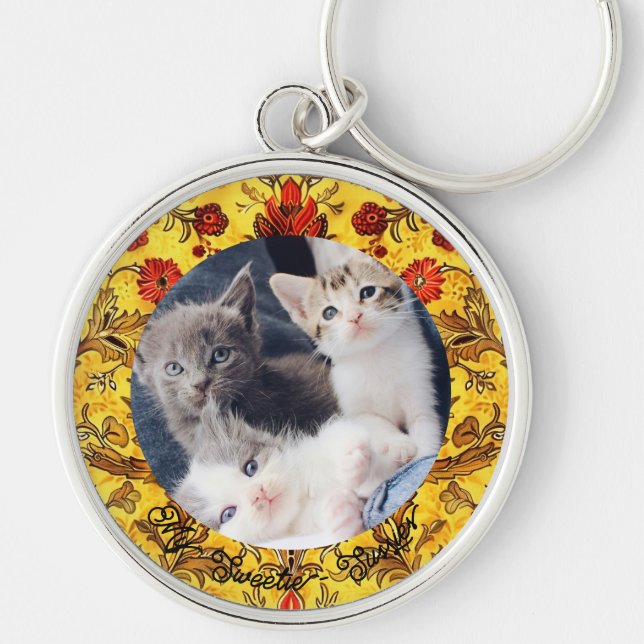 Niedliches Einfaches Foto Geschenk für Katzen-Vate Schlüsselanhänger (Vorne)