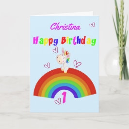 Niedliches Einhorn 1. Geburtstag Karte