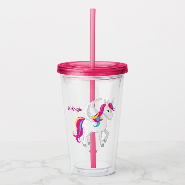 Niedliches Einhorn Acryltrinkbecher (Vorderseite)
