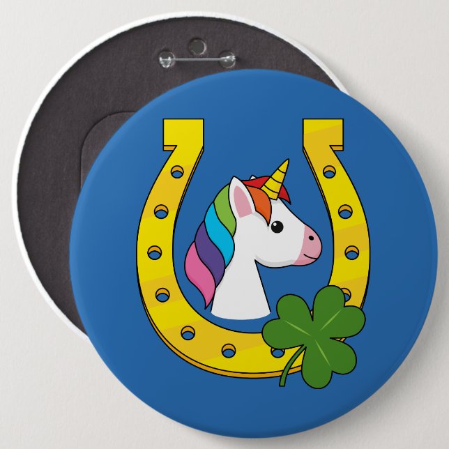 Niedliches Einhorn am St. Patrick's Day Button (Vorne & Hinten)