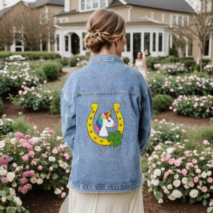 Niedliches Einhorn am St. Patrick's Day Jeansjacke