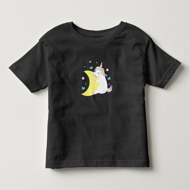 Niedliches Einhorn auf dem Mond - Custom Baby Girl Kleinkind T-shirt (Vorderseite)