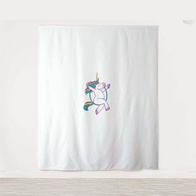 Niedliches Einhorn auf einem Luftschleier - Magisc Wandteppich (Vorderseite)