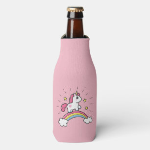 Niedliches Einhorn auf einem Regenbogendesign Flaschenkühler