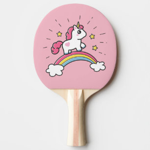 Niedliches Einhorn auf einem Regenbogendesign Tischtennis Schläger