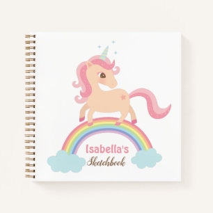 Niedliches Einhorn auf Regenbogen Mädchen Name Sk Notizbuch