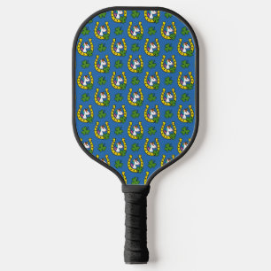 Niedliches Einhorn auf St Patrick's Day Pattern Pickleball Schläger