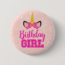Niedliches Einhorn BIRTHDAY GIRL Button