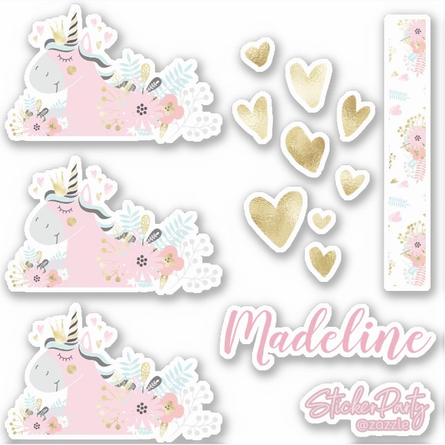 Niedliches Einhorn Blumenkohl Personalisiertes Auf Aufkleber (Vorderseite)