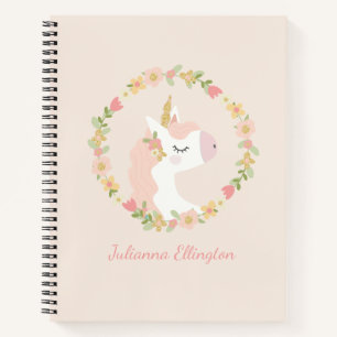 Niedliches Einhorn Blumenkraut Rosa Individuelle N Notizbuch