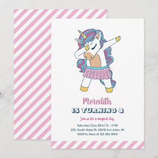 Niedliches Einhorn Dabbing Kinder Mädchen Geburtst Einladung