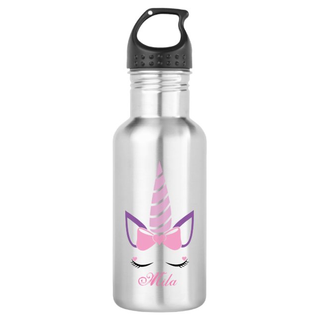 Niedliches Einhorn Edelstahlflasche (Vorderseite)