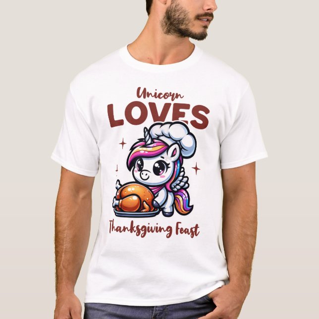 Niedliches Einhorn Erntedank Fest T-Shirt (Vorderseite)