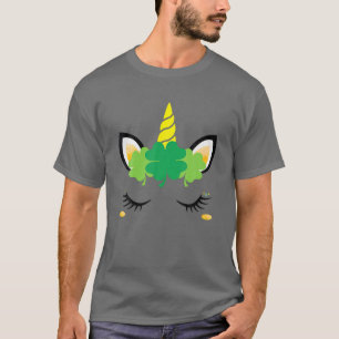Niedliches Einhorn Face St Patricks Festival Moon  T-Shirt