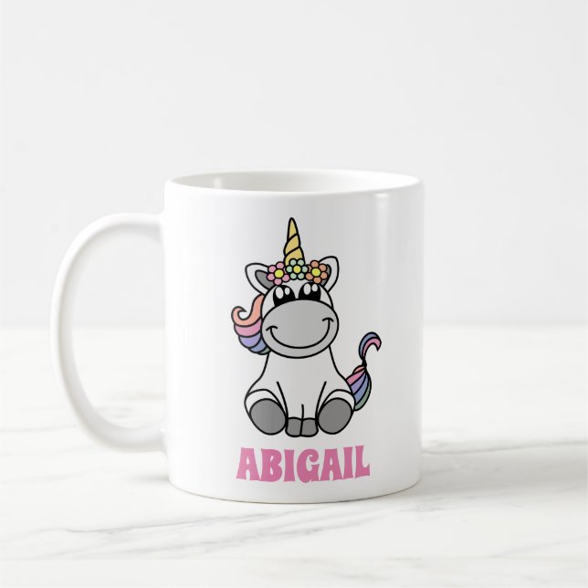Niedliches Einhorn Farbiger Personalisierter Indiv Kaffeetasse (Links)