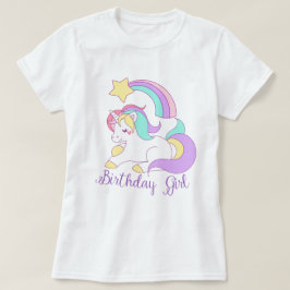 Niedliches Einhorn Geburtstagsmädchen Trendy Typog T-Shirt