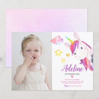 Niedliches Einhorn Girl Magical Birthday Rainbow F Einladung