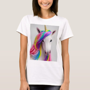 Niedliches Einhorn Girl Rainbow Hair T - Shirt