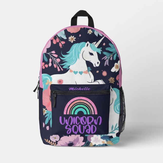 Niedliches Einhorn, Glitzer Regenbogen Individuell Bedruckter Rucksack (Vorderseite)