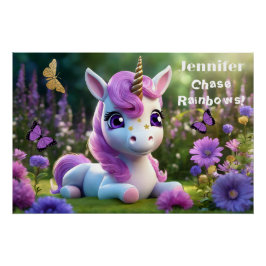 Niedliches Einhorn-Glossen-Poster Poster