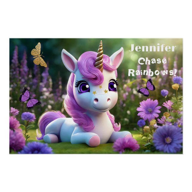 Niedliches Einhorn-Glossen-Poster Poster (Vorderseite)