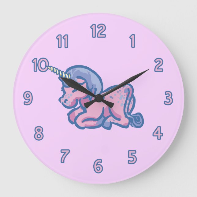 Niedliches Einhorn Große Wanduhr (Vorderseite)