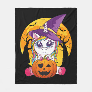 Niedliches Einhorn Halloween Hexenkind Fleecedecke