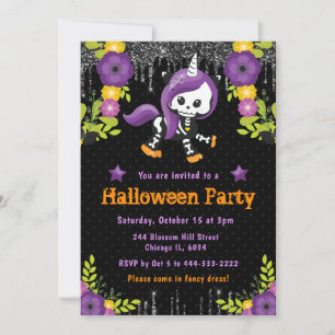 Niedliches Einhorn-Halloween-Party Einladung
