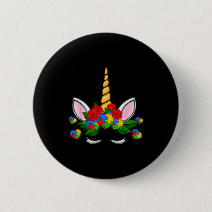 Niedliches Einhorn-Herz-Puzzleteil Autismus-Bewuss Button