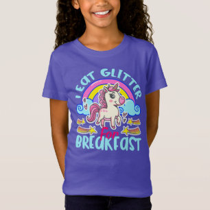 Niedliches Einhorn Ich esse Glitzer zum Frühstück T-Shirt