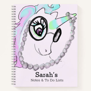 Niedliches Einhorn in Glasbezeichnung oder Monogra Notizbuch