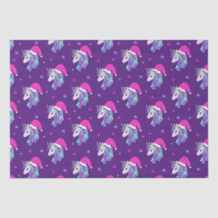 Niedliches Einhorn in hellrosa Weihnachtsmannmütze Seidenpapier