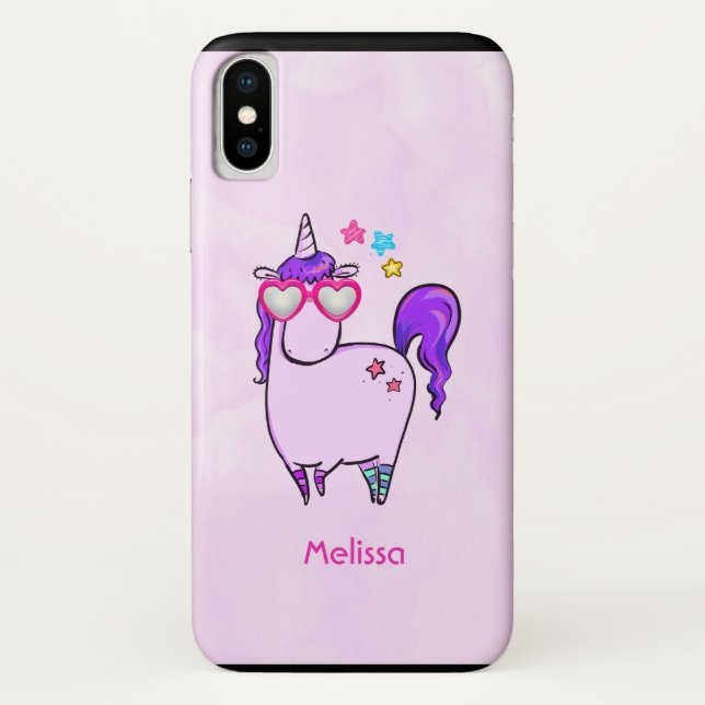 Niedliches Einhorn in Herz-Shaped-Brille Case-Mate iPhone Hülle (Rückseite)