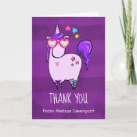 Niedliches Einhorn in Herz-Shaped Brille Danke
