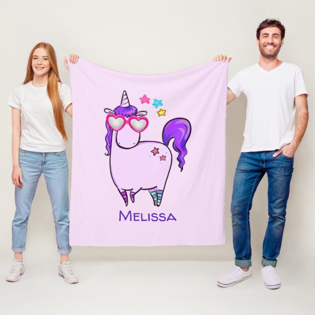 Niedliches Einhorn in Herz-Shaped-Brille Fleecedecke (Beispiel)