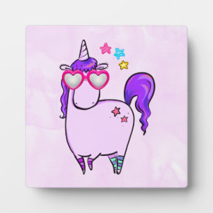 Niedliches Einhorn in Herz-Shaped-Brille Fotoplatte