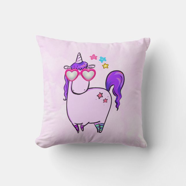 Niedliches Einhorn in Herz-Shaped-Brille Kissen (Vorderseite)
