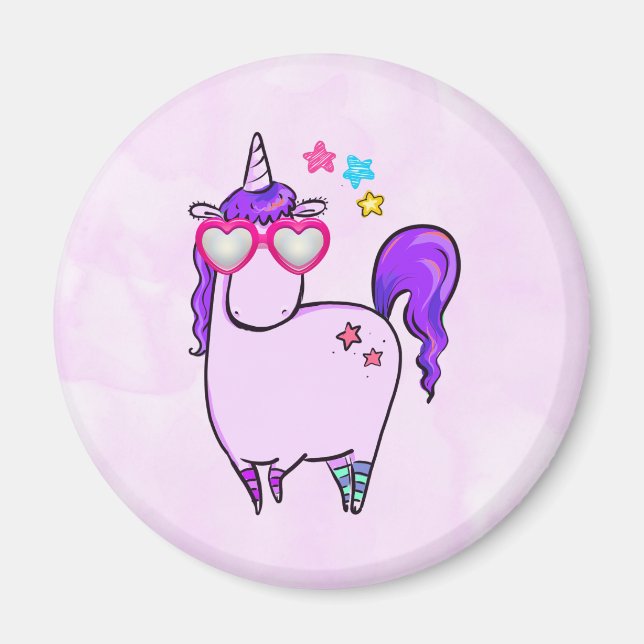 Niedliches Einhorn in Herz-Shaped-Brille Magnet (Vorne)