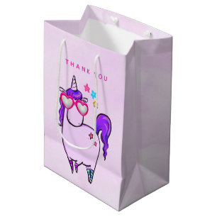 Niedliches Einhorn in Herz-Shaped-Brille Mittlere Geschenktüte