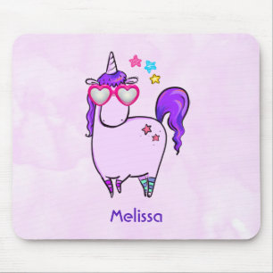 Niedliches Einhorn in Herz-Shaped-Brille Mousepad