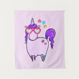 Niedliches Einhorn in Herz-Shaped-Brille Wandteppich