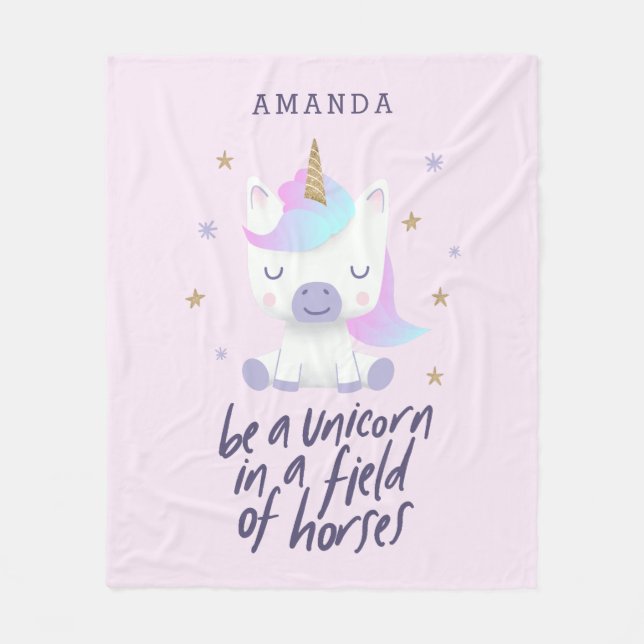 Niedliches Einhorn-Inspirationsangebot | Name hinz Fleecedecke (Vorderseite)