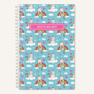 Niedliches Einhorn Katzenrutsche Herzmuster Custom Notizbuch