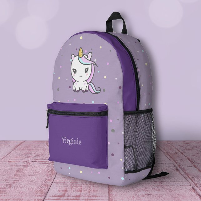 Niedliches Einhorn Lila Bedruckter Rucksack (Cute Unicorn Purple Backpack)