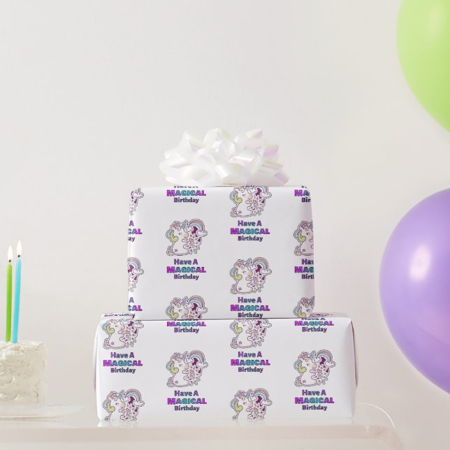 Niedliches Einhorn Magisch Whimsical Geburtstag Tr Geschenkpapier (Partygeschenke)
